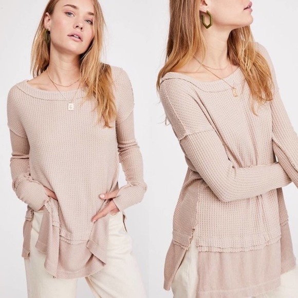 FREE PEOPLE North Shore Thermal Top Sand {FF52} - Picture 1 of 6